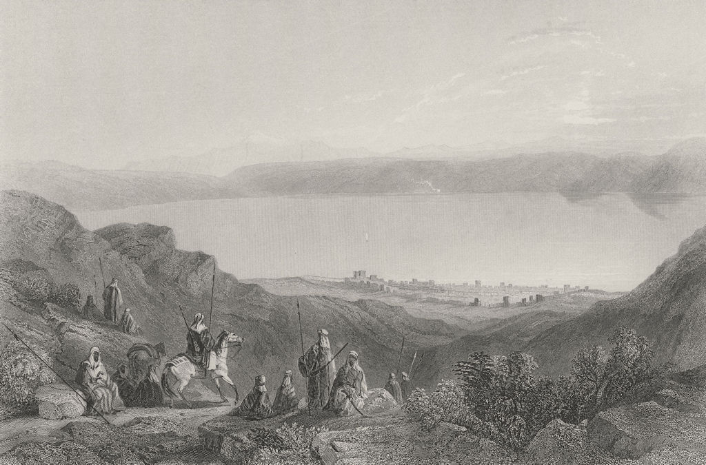 Associate Product ISRAEL. The Lake of Tiberias-Bartlett 1847 old antique vintage print picture