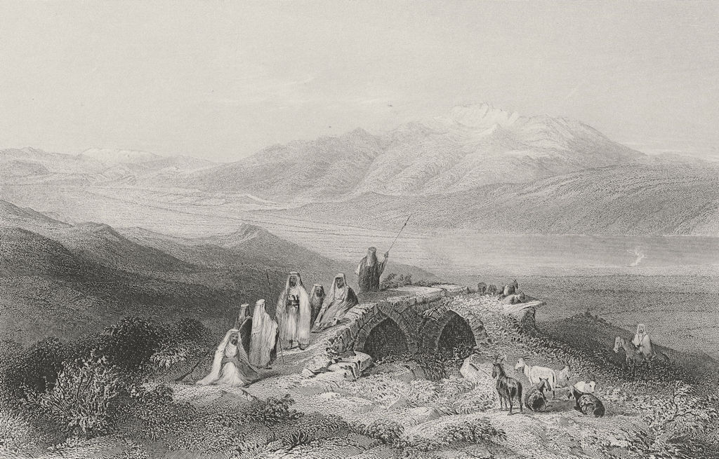 SYRIA. Mount Hermon, Jordan valley-Bartlett 1847 old antique print picture