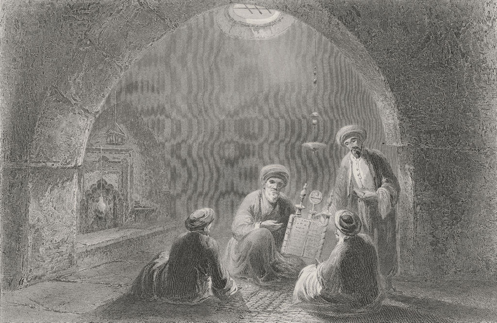 ISRAEL. Samaritans Book of Law(Nablus)-Bartlett 1847 old antique print picture
