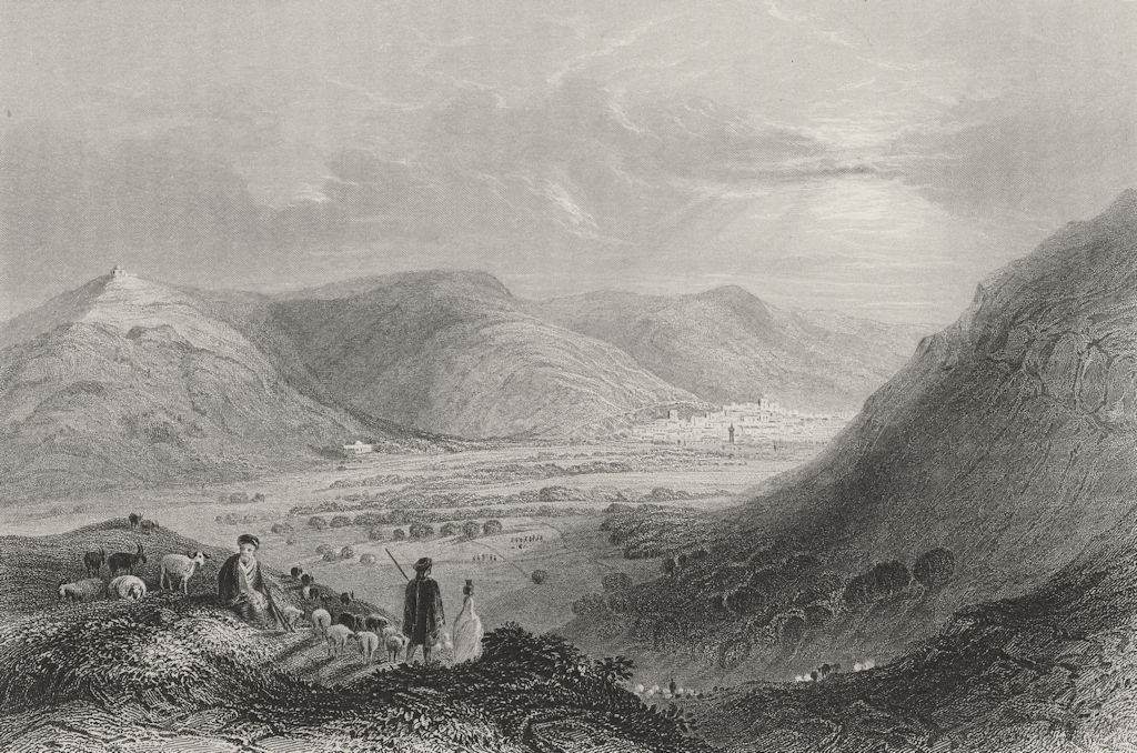 ISRAEL. Mount Gerizim & Vale of Nablus-Bartlett 1847 old antique print picture