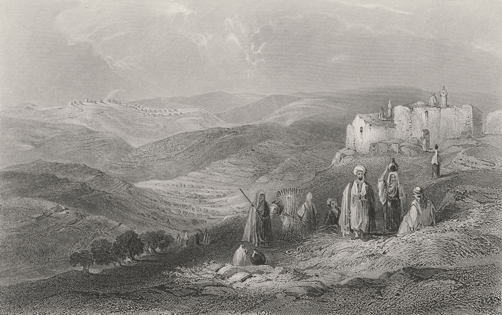 ISRAEL. Gibeah, from Michmash-Bartlett 1847 old antique vintage print picture