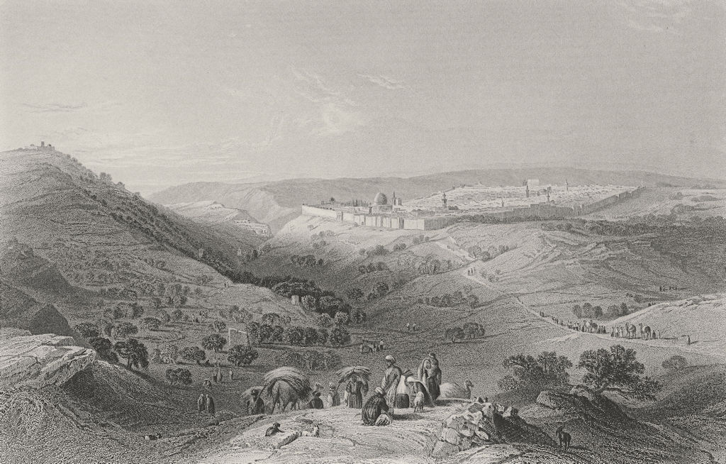 Associate Product ISRAEL. Mount of Olives & Jerusalem, East-Bartlett 1847 old antique print