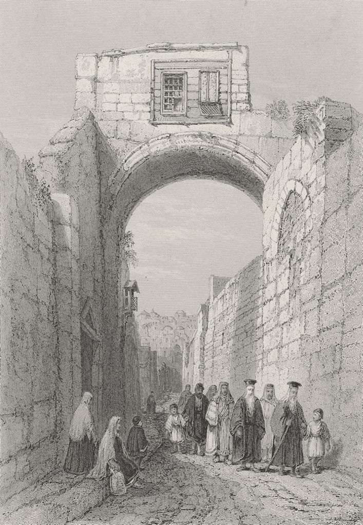 Associate Product ISRAEL. Arch, Via Dolorosa-Bartlett 1847 old antique vintage print picture