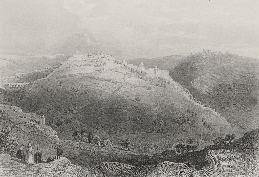 ISRAEL. Mount Zion, hill of Evil Counsel-Bartlett 1847 old antique print