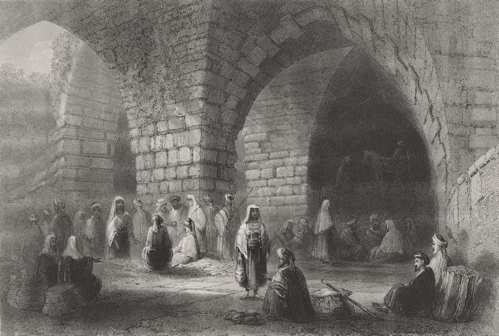 JERUSALEM. Roman & Mediaeval Masonry-Bartlett 1847 old antique print picture