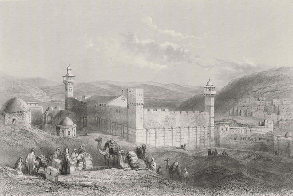 ISRAEL. Haram at Hebron-Bartlett 1847 old antique vintage print picture