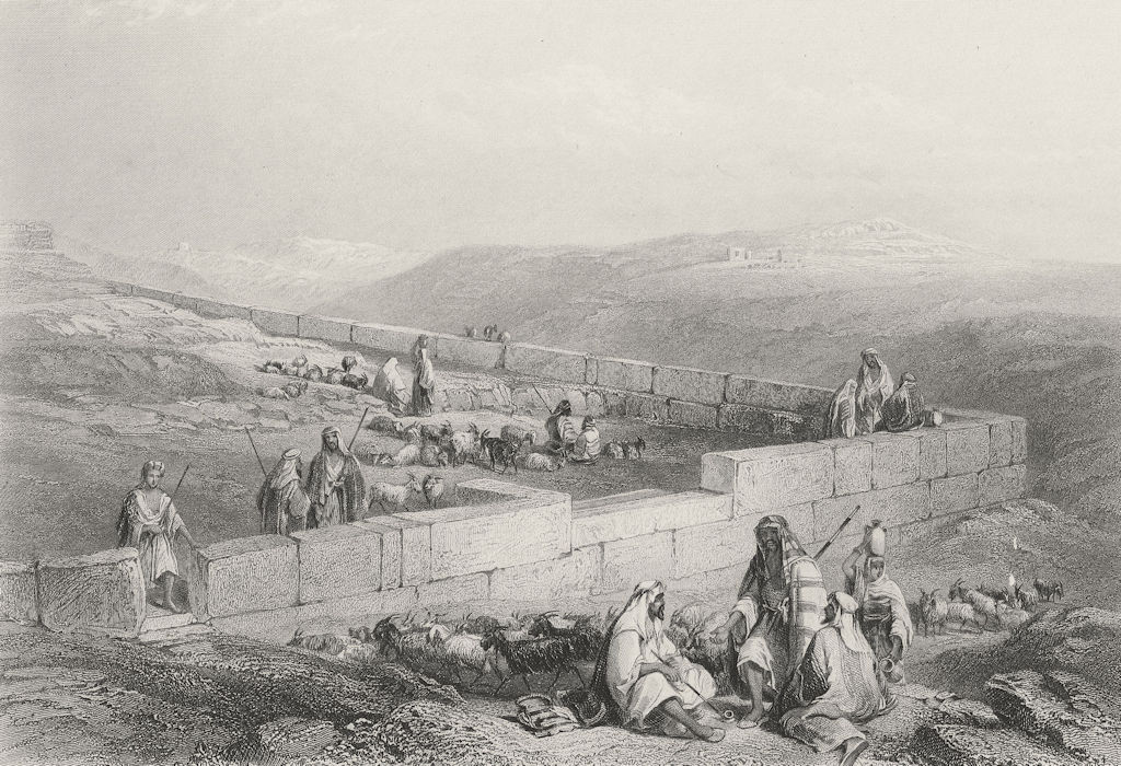 ISRAEL. Masonry, Hebron-Bartlett 1847 old antique vintage print picture
