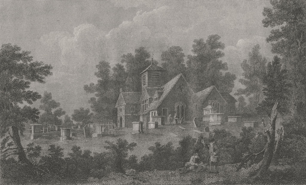 HAMPSTEAD. The Old church 1814 antique vintage print picture