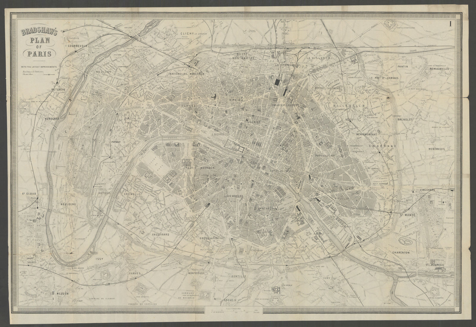 PARIS. Paris. Town city plan 1882 old antique vintage map chart