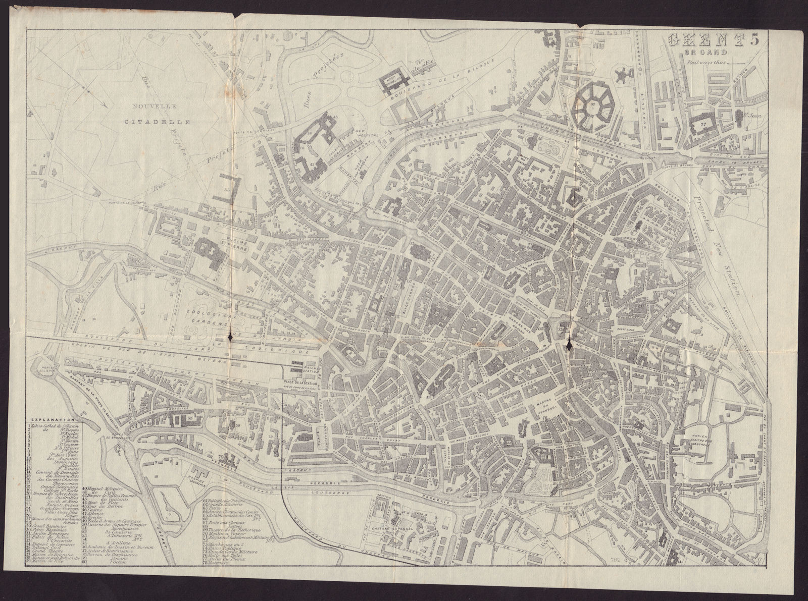 BELGIUM. Ghent. Gent. Gand. town city plan 1882 old antique map chart
