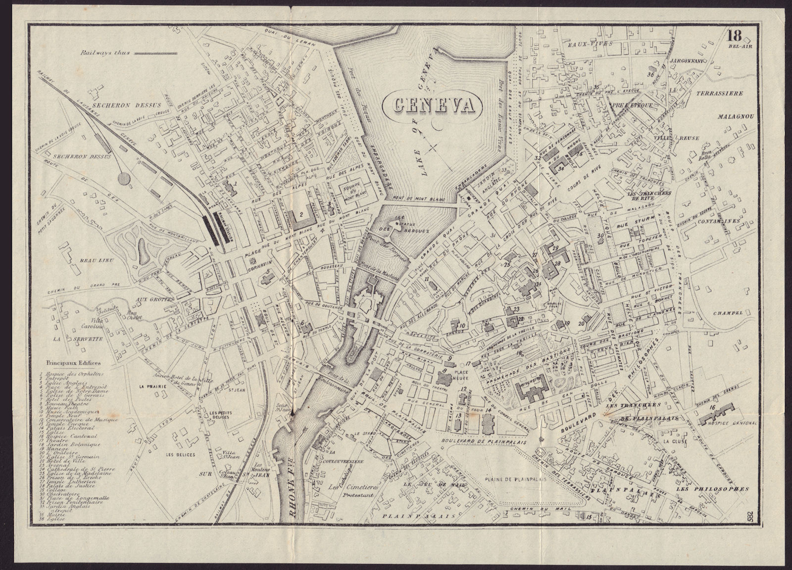 Associate Product SWITZERLAND. Geneva. Genève. Genf. town city plan 1882 old antique map chart