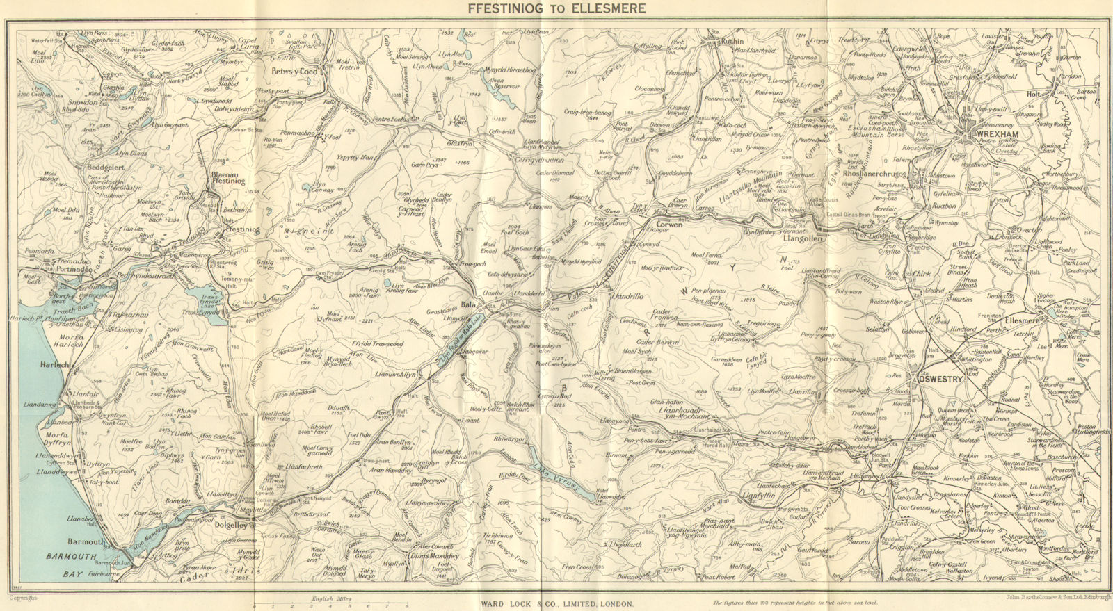 NORTH CENTRAL WALES. Ellesmere Bala Llangollen Wrexham Oswestry c1963 old map