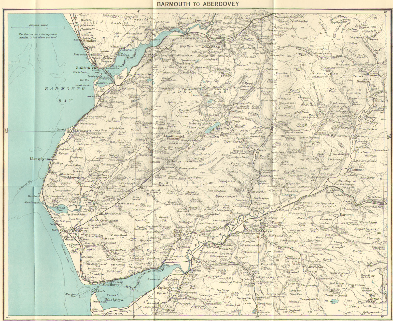 SNOWDONIA SOUTH. Cader Idris. Barmouth Dolgellau Aberdovey. WARD LOCK c1963 map