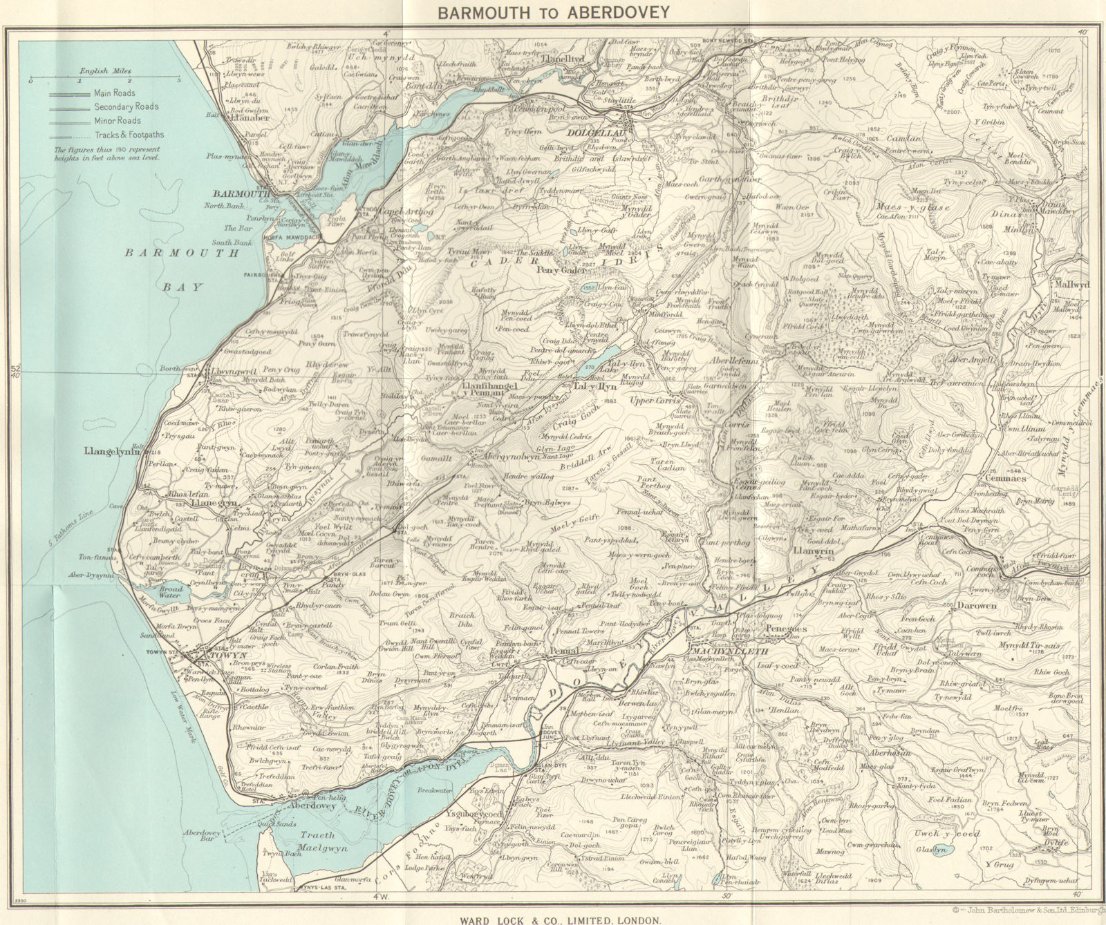 SNOWDONIA SOUTH. Cader Idris. Barmouth Dolgellau Aberdovey. WARD LOCK 1964 map