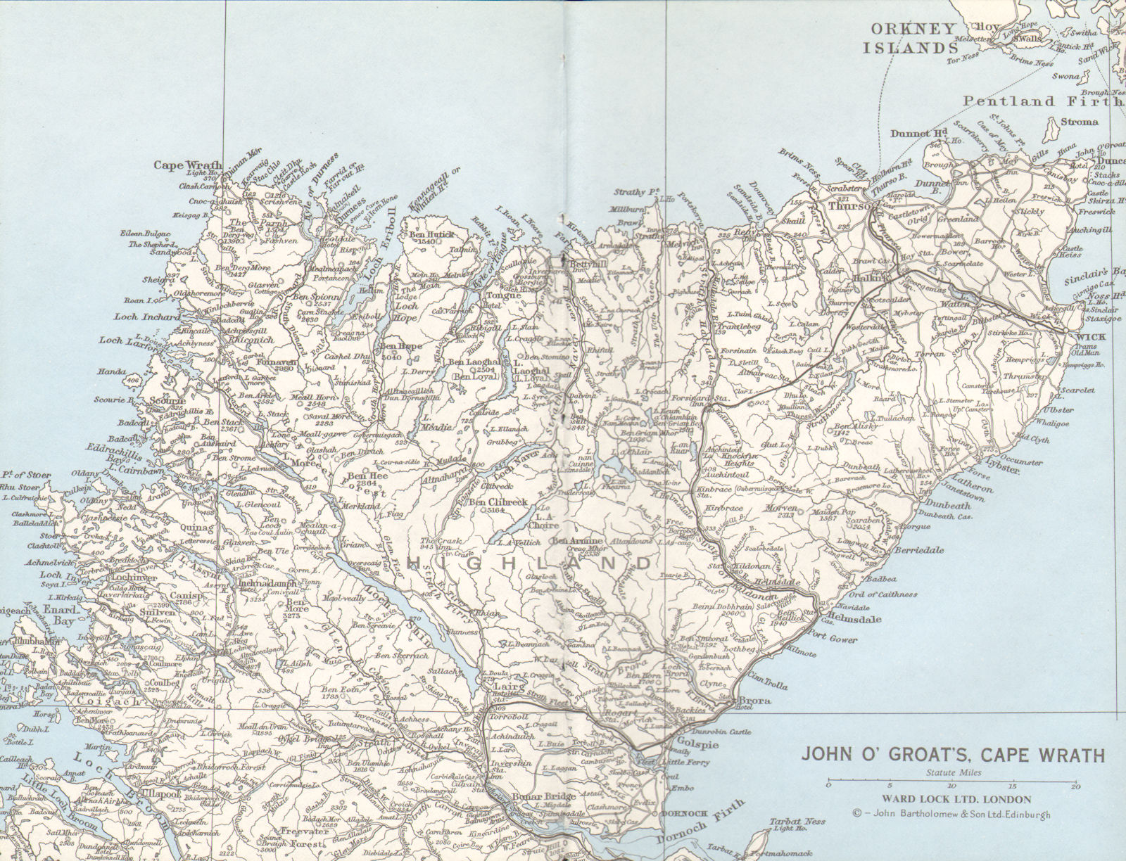 SCOTTISH HIGHLANDS. John O'Groat's Cape Wrath Thurso Pentland Firth 1975 map