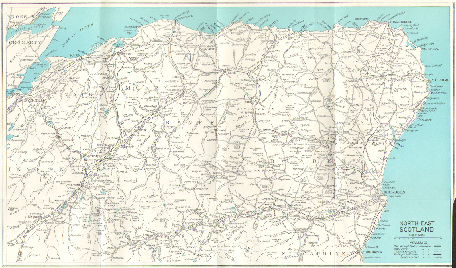 NORTH EAST SCOTLAND. Aberdeen Inverness Banff Moray Nairn Elgin 1964 old map