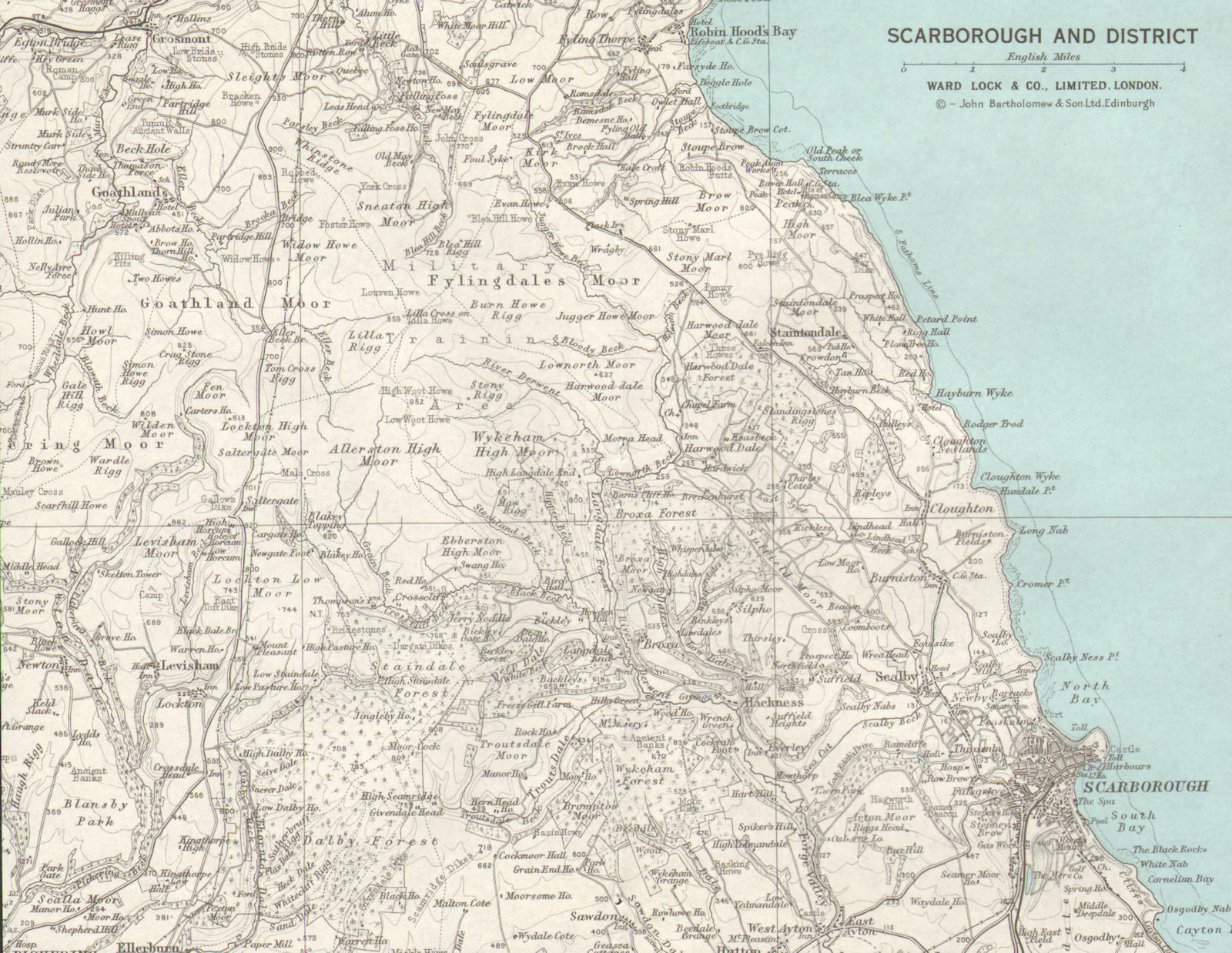 Associate Product SCARBOROUGH & ENVIRONS Yorkshire Moors Robin Hood's Bay. WARD LOCK 1966 map