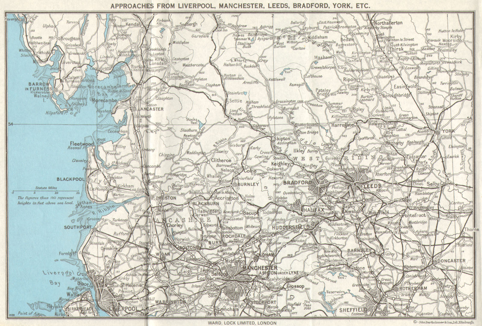 Associate Product LANCASHIRE & YORKSHIRE.Liverpool Manchester Leeds Blackpool Ribble 1971 map