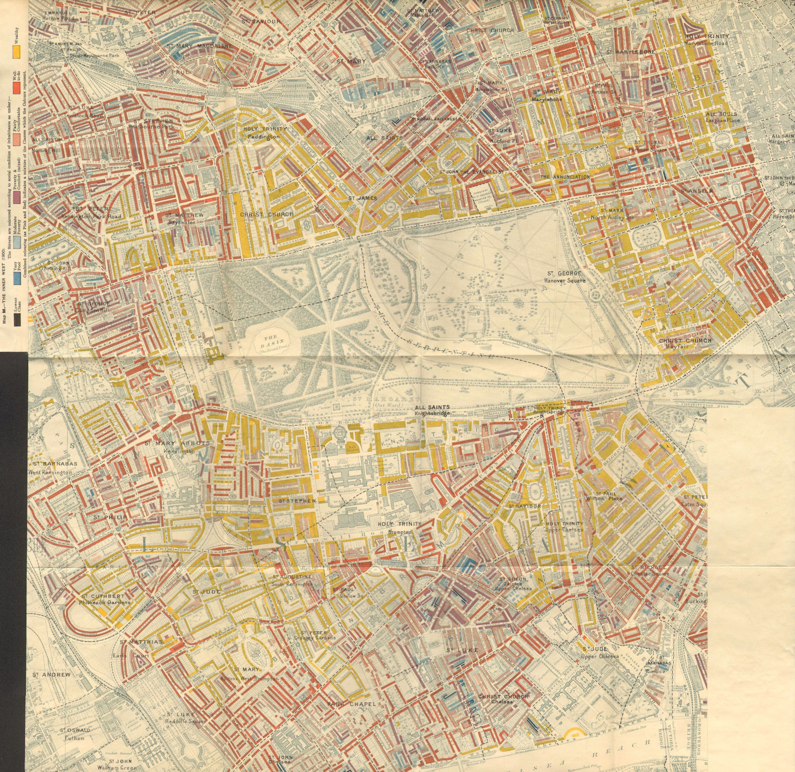 Associate Product POVERTY MAP Marylebone Mayfair Bayswater Chelsea Kensington Notting Hill 1902