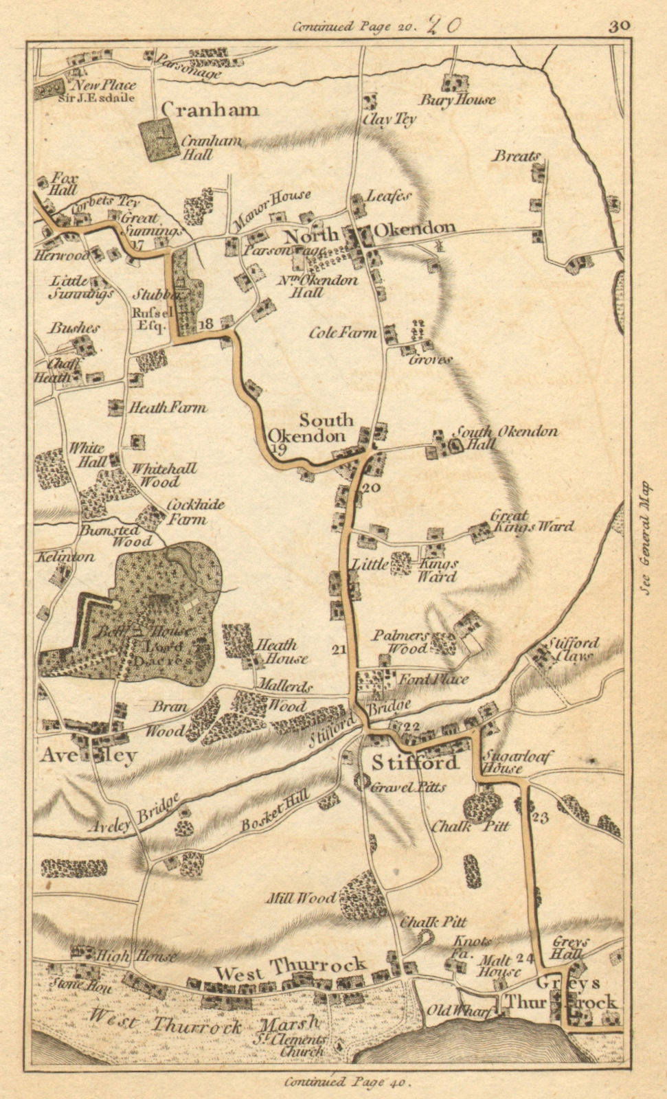 Associate Product THURROCK. Aveley,Cranham,Ockendon,Grays,Stifford,Upminster,Lakeside 1786 map