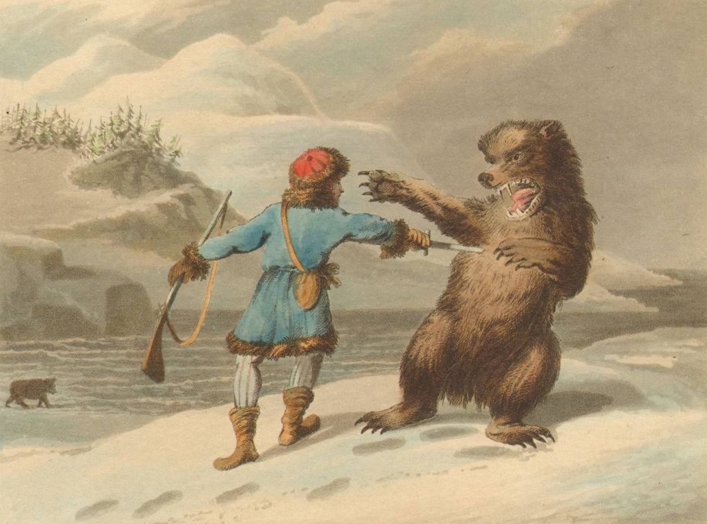RUSSIA. Kamchatka Bear Hunt. Sword rifle (Field Sports- Edward Orme)  1814