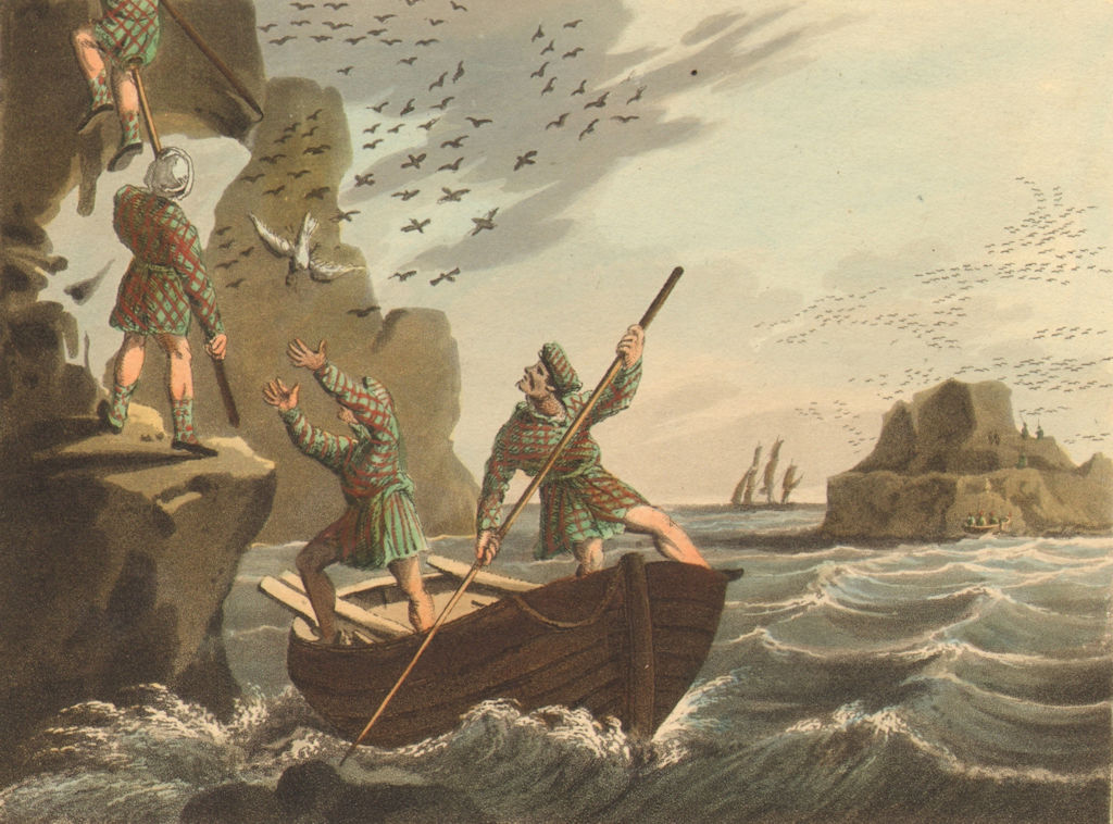 Associate Product SHETLAND ISLANDS. Bird- catching Holm of Noss. Tartan kilt pole (Orme)  1814