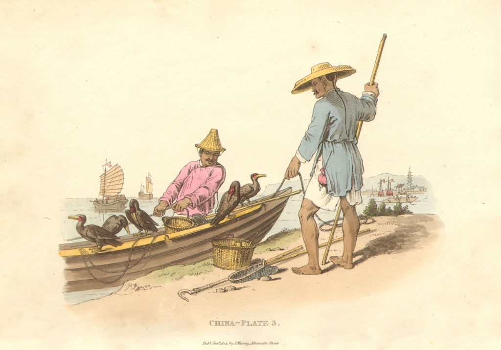 CHINA. Fishing Cormorants. Leu Tze. Fisherman. Junks. ALEXANDER  1814 print