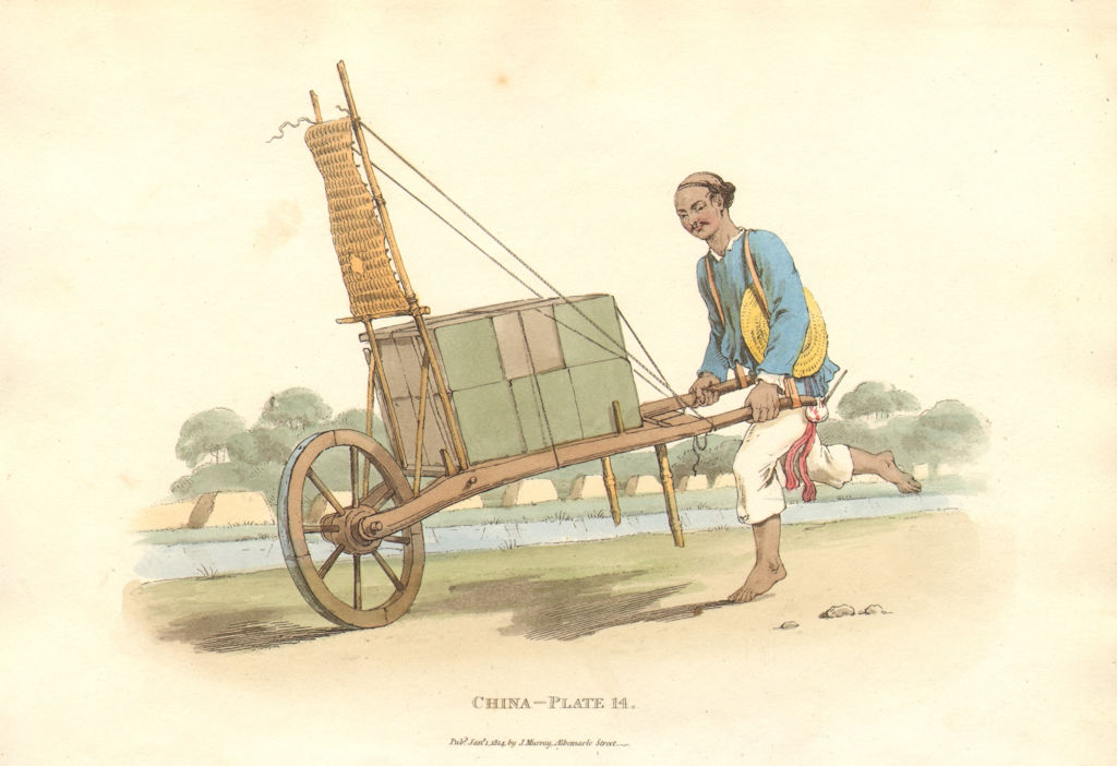 CHINA. Porter Goods. Wheelbarrow trolley sail. ALEXANDER  1814 old print