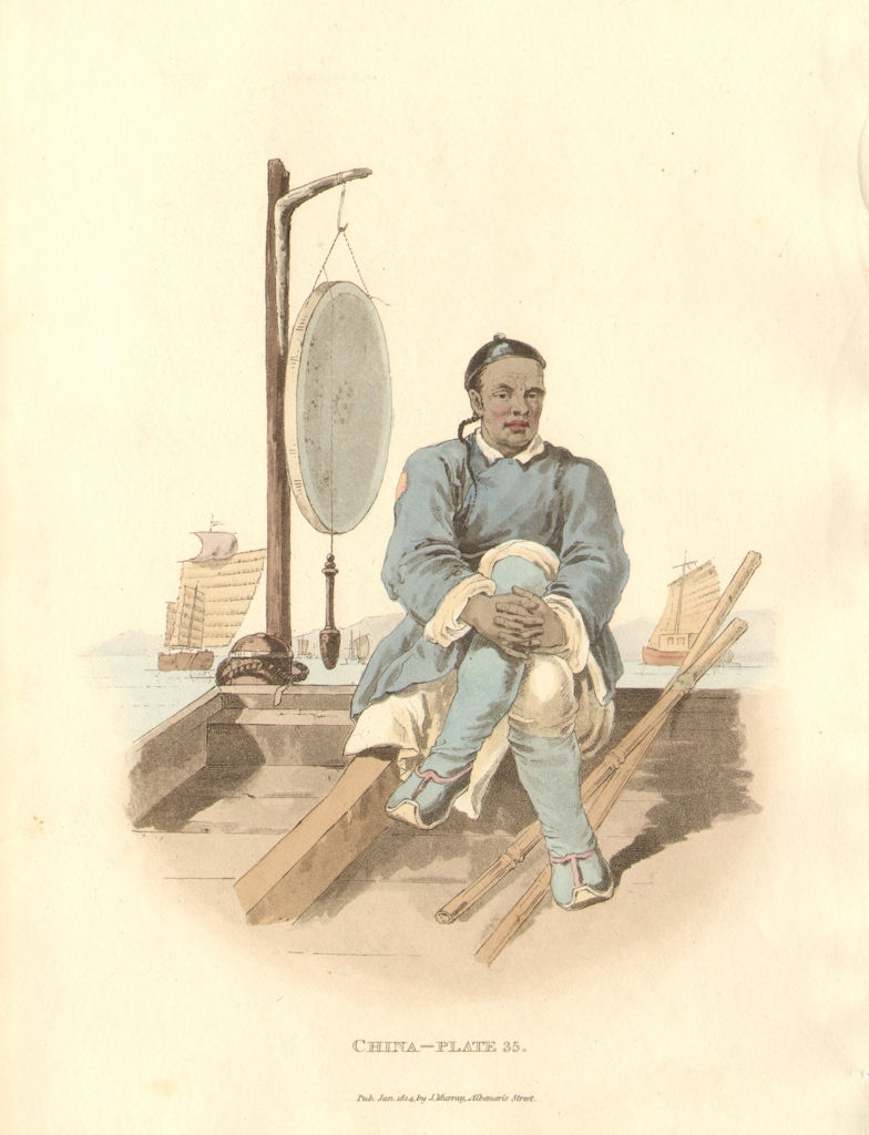CHINA. A Waterman in his barge. Gong. ALEXANDER  1814 old antique print