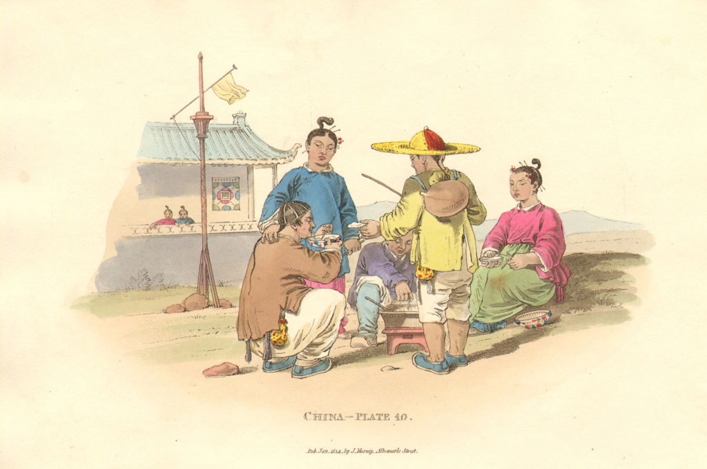 Associate Product CHINA. Group of Children eating their meal. Rice bowls. ALEXANDER  1814 print