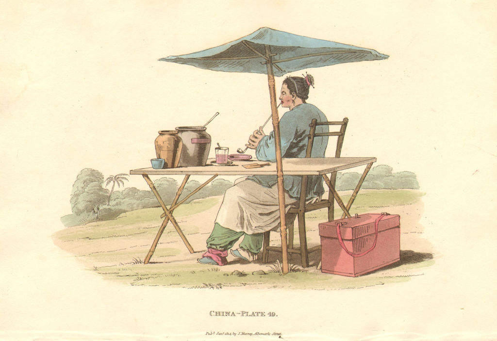 Associate Product CHINA. Woman selling Chow- chow. Parasol Umbrella ALEXANDER  1814 old print