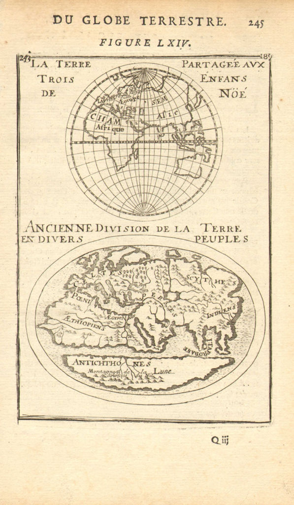 ANCIENT WORLD. Divided between Noah's 3 sons. Japeth Shem Ham. MALLET 1683 map