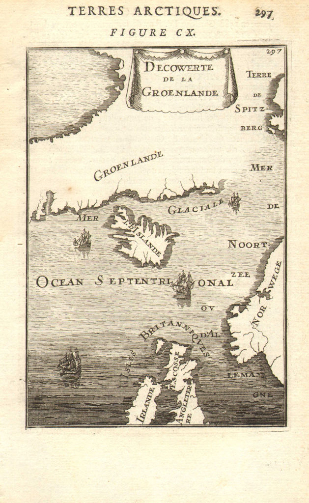 NORTH ATLANTIC/ARCTIC OCEANS. Greenland Iceland Norway Britain. MALLET 1683 map
