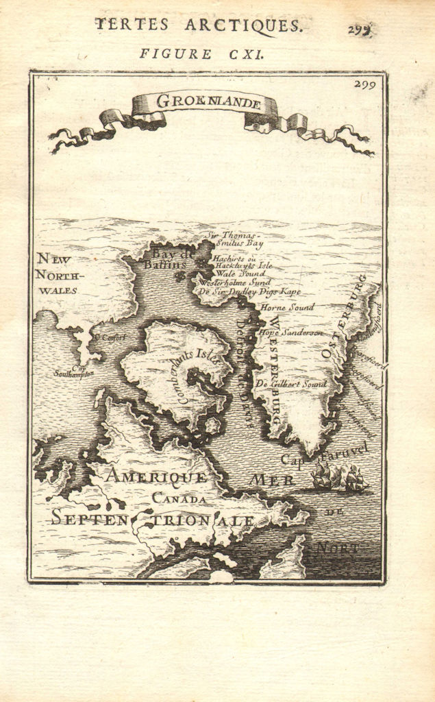 Associate Product GREENLAND. 'Groenlande'. Baffin Bay & Island. Newfoundland. MALLET 1683 map