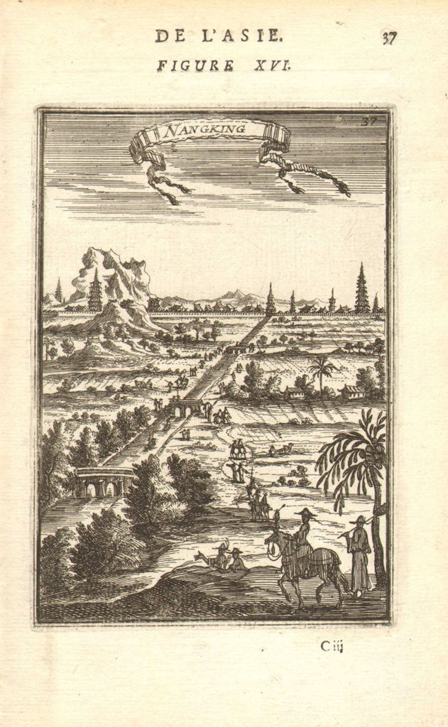 Associate Product NANKING (NANJING). View of the city. Yangtze river/canal & boats. MALLET 1683