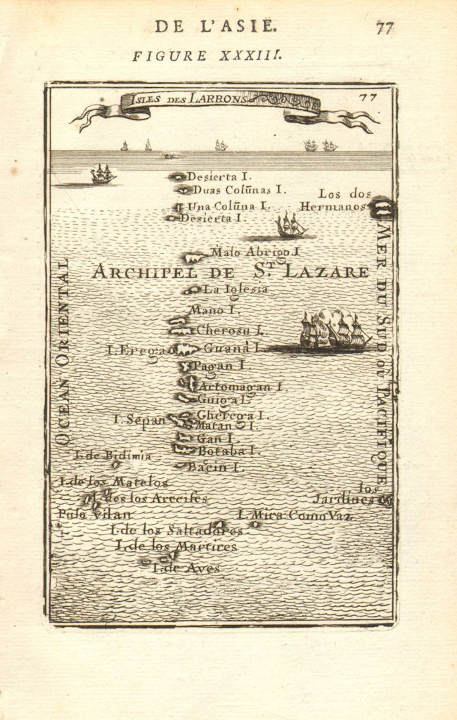 MICRONESIA. 'Isles des Larrons. Marianas &c. Siapan Guam Palau. MALLET 1683 map