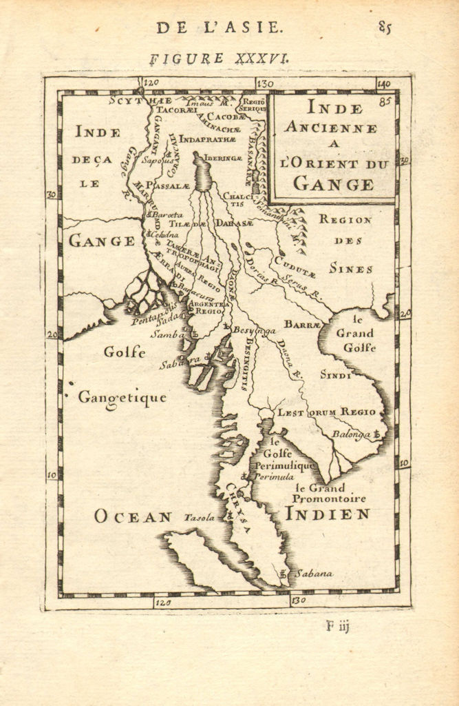 ANCIENT INDOCHINA. 'Inde Ancienne a l'Orient du Gange' Thailand. MALLET 1683 map