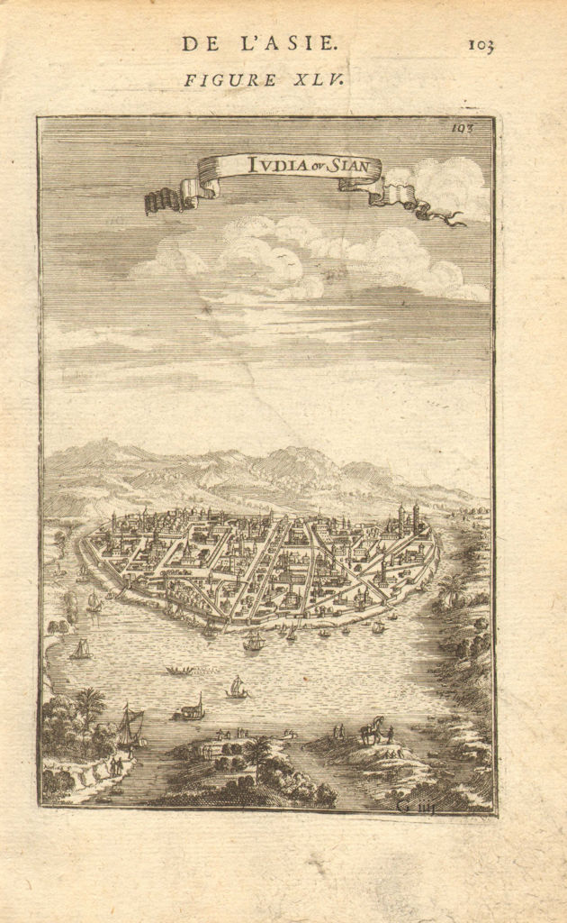 THAILAND. City of Ayutthaya (Judia) capital of Siam 'Iudia ou Sian'. MALLET 1683