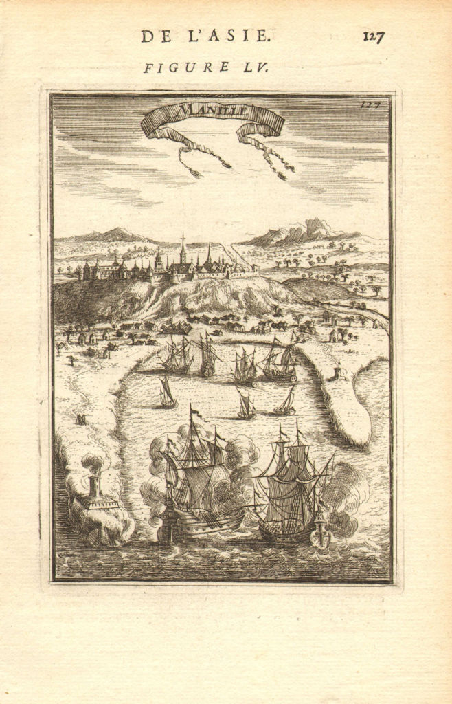 PHILIPPINES. View of Manila. Churches Ships. 'Manille'. MALLET 1683 old print