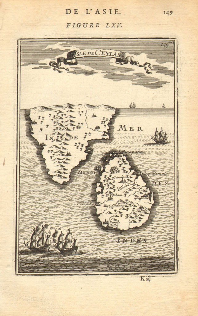 Associate Product CEYLON/SRI LANKA. 'Isle de Ceylan'South India Tamil Nadu Kerala. MALLET 1683 map