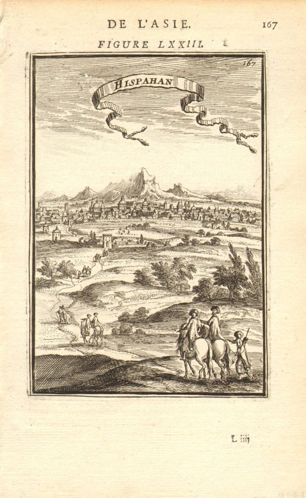 PERSIA (IRAN). View of Isfahan 'Hispahan'. Iran اصفهان‎. MALLET 1683 old print