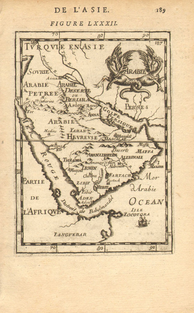 ARABIA. Bahrain UAE Mecca Medina Oman Qatar 'Arabie'. MALLET 1683 old map