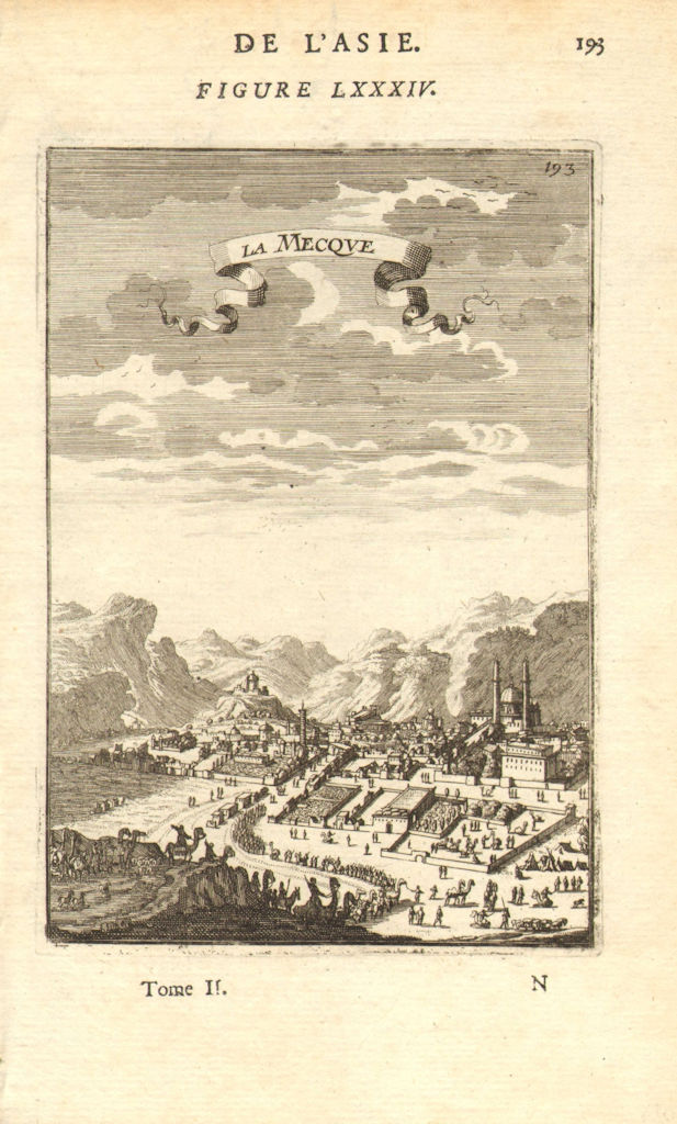 SAUDI ARABIA. View of Mecca (Makkah). Mosques. Camels. 'La Mecque'. MALLET 1683