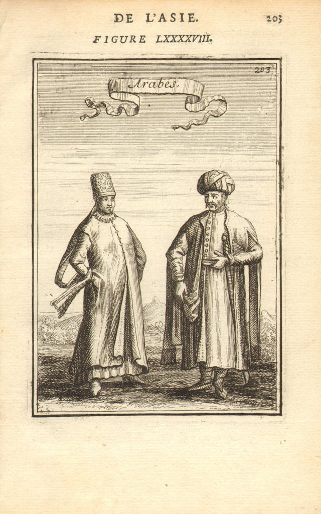 Associate Product ARABIA COSTUME. Arabs in traditional 17C dress. 'Arabes'. MALLET 1683 print