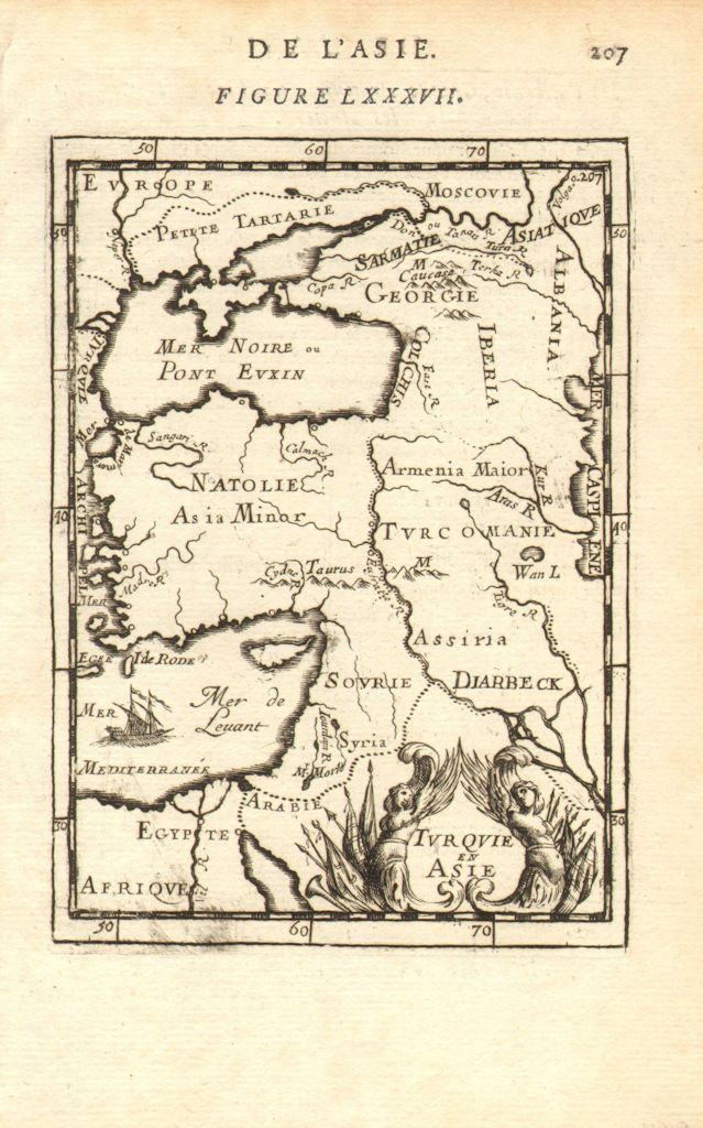 OTTOMAN EMPIRE. Asian Turkey. Anatolia Levant Caucasus Assyria. MALLET 1683 map