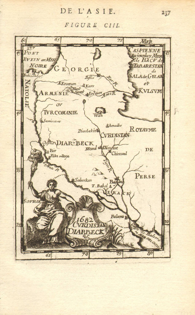 MIDDLE EAST/CAUCASUS Kurdistan Diyarbakir Yerack (Iraq) Armenia. MALLET 1683 map