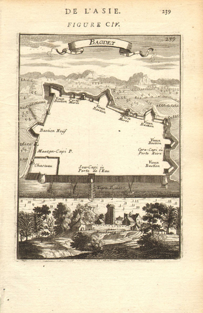 Associate Product BAGHDAD. 'Bagdet'. Walled city & fortifications plan. Iraq. MALLET 1683 map