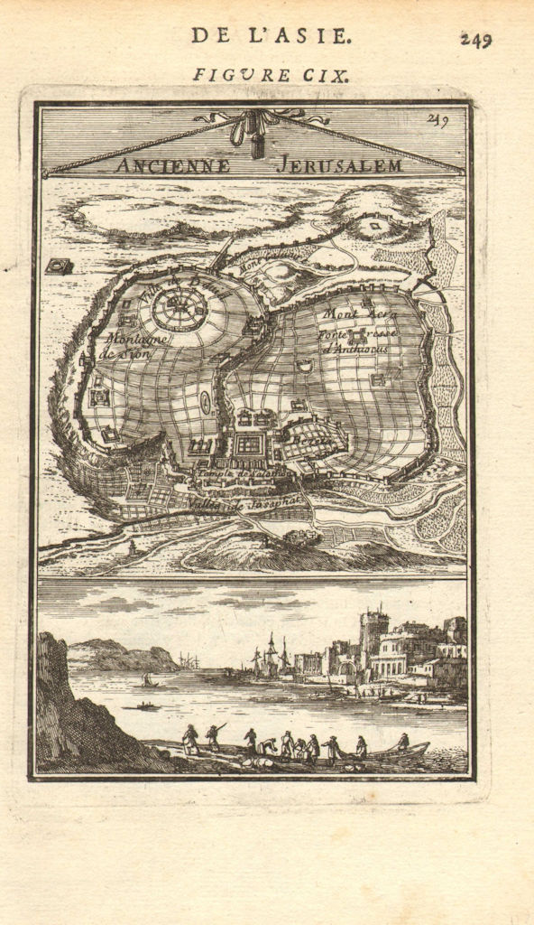ANCIENT JERUSALEM. Mount Zion. Solomon's Temple. Bezetha &c. MALLET 1683 map