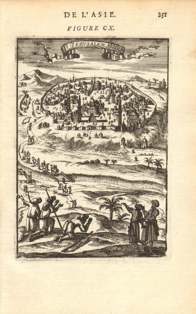 JERUSALEM. View of the city. Mosques. 'Ierusalem Moderne'. MALLET 1683 print