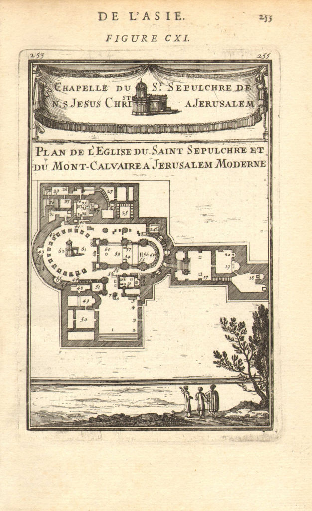 JERUSALEM Holy Sepulchre church Resurrection Anastasis plan. MALLET 1683 map